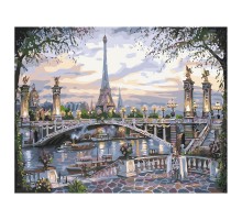 Картина по номерам Strateg ПРЕМИУМ Вечерний Париж с лаком размером 40х50 см VA-0006