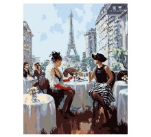 Картина по номерам Strateg ПРЕМИУМ Завтрак в Париже с лаком размером 40х50 см VA-0018