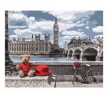 Картина по номерам Strateg ПРЕМИУМ Teddy в Лондоне с лаком размером 40х50 см SY6041