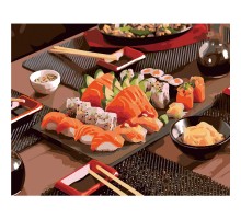 Картина по номерам Strateg ПРЕМИУМ Sushi time с лаком размером 40х50 см SY6069