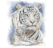 Картина по номерам Strateg ПРЕМИУМ Белые тигры с лаком размером 40х50 см SY6211