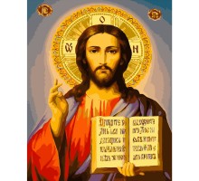 Картина по номерам Strateg ПРЕМИУМ Икона Иисуса Христа Спасителя размером 40х50 см (GS187)