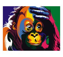Картина по номерам Strateg  Поп-арт обезьянка без подрамника размером 40х50 см (BR002)