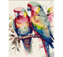 Картина по номерам Strateg ПРЕМИУМ  Пара попугайчиков с лаком размером 30х40 см (SS6740)