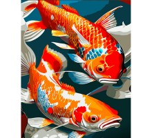 Картина по номерам Strateg ПРЕМИУМ  Пара рыбок с лаком размером 30х40 см (SS6742)