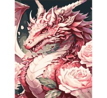 Картина по номерам Strateg ПРЕМИУМ  Цветочный дракон с лаком размером 30х40 см (SS6743)