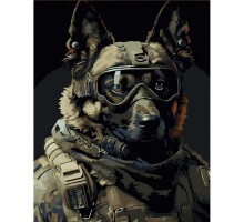 Картина по номерам Strateg ПРЕМИУМ  Воинственный пес с лаком размером 30х40 см (SS6744)