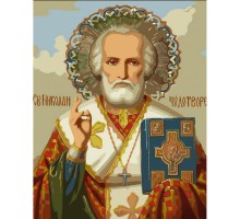 Картина по номерам Strateg ПРЕМИУМ  Святой Николай Чудотворец с лаком размером 30х40 см (SS6747)