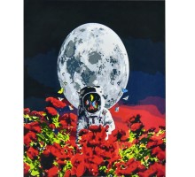 Картина по номерам Strateg   Космонавт на луне размером 50х50 см (АА012)
