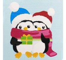 Картина по номерам Strateg  Пингвины с подарком размером 20х20 см (НН6331)