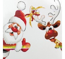 Картина по номерам Strateg  Дед Мороз с оленем размером 20х20 см (НН6334)