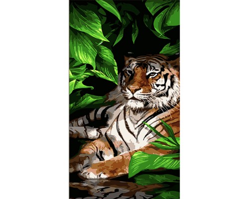 Картина по номерам Strateg Тигр в листьях размером 50х25 см (WW221)