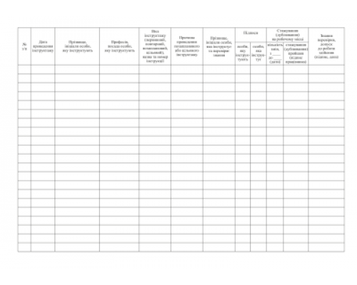 Журнал реєстрації інструктажів з питань ОП  на роб місці, горизонт, Додаток 6, А4, офс, 48 арк