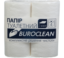 Папір туалетний целюлозний "Buroclean", 4 рулони, біла