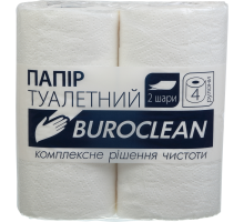 Бумага туалетная целюлозная "Buroclean", 4 рулона, белая