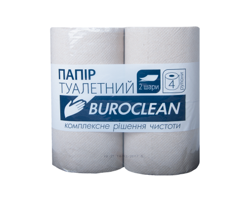 Бумага туалетная макулатурная Buroclean, 4 рулона, серая