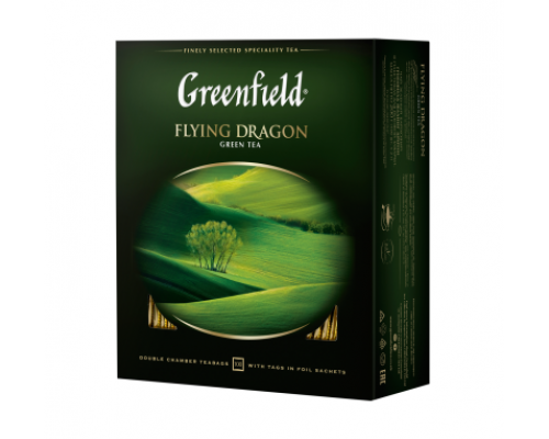 Чай зелений FLYING DRAGON 2гх100шт, Greenfield , пакет