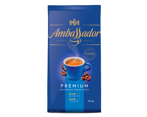 Кава в зернах 1000г*6, пакет, "Blue Label", AMBASSADOR PREMIUM (PL)