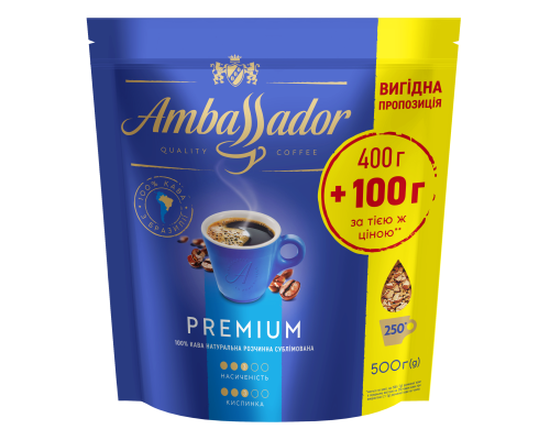 Кофе растворимый 500г*10, пакет, "Premium", AMBASSADOR