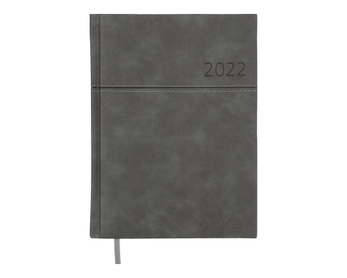 Щоденник датований 2022 ORION, A5, сірий, штучна шкіра/поролон