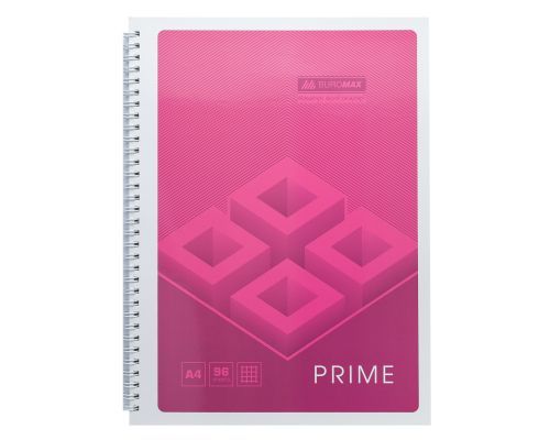 Тетрадь для записей PRIME, А4, 96 л., клетка, картонная обложка, розовая