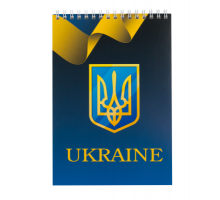 Блокнот на пружине сверху UKRAINE, А-5, 48л., клетка, картонная обложка, синий