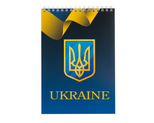 Блокнот на пружині зверху UKRAINE, А-5, 48арк., клітинка, картонна обкладинка, синій