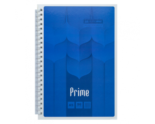 Зошит на пружині PRIME А5, 96арк., клітка, в картонній обкладинці, синій