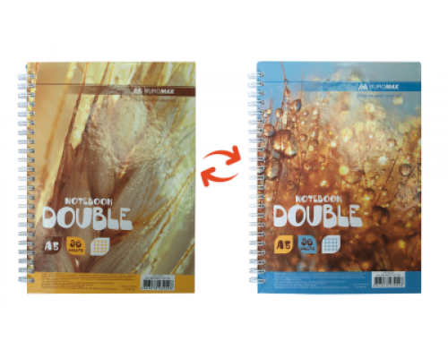 Книга записная DOUBLE, А5, 96 л., клетка, твердая ламинированная обложка, желтая/золотистая