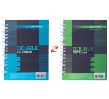 Книга записная DOUBLE, А6, 96 л., клетка, твердая ламинированная обложка, зеленая/голубая