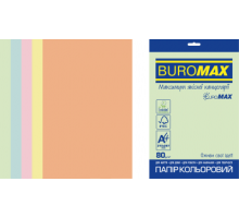 Набор цветной бумаги PASTEL, EUROMAX, А4, 80г/м2 (5х50/250л.)