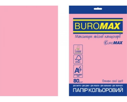 Бумага цветная Euromax А4, 80г/м2, INTENSIVE, розовая, 20л., А4, 80 г/м²