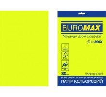Бумага цветная NEON, EUROMAX, желтая, 20л., А4, 80 г/м²