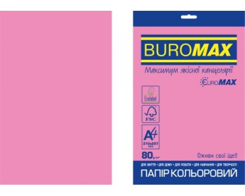 Бумага цветная NEON, EUROMAX, розовая, 20л., А4, 80 г/м²