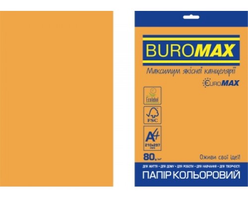 Папір кольоровий NEON, EUROMAX, помаранч., 20 арк., А4, 80 г/м²