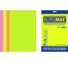 Набор цветной бумаги NEON, EUROMAX, 4 цв., 20 л., А4, 80 г/м²