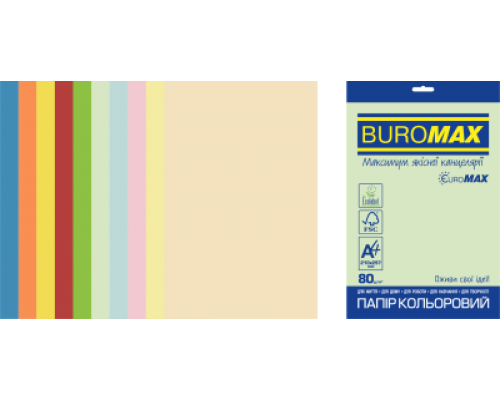 Набор цветной бумаги SUPER MIX, EUROMAX, А4, 80г/м2 (10х25/250л.)