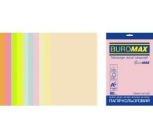 Набор цветной бумаги PASTEL+NEON, EUROMAX, 10 цв., 20 л., А4, 80 г/м²