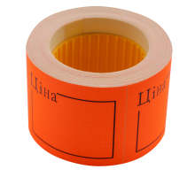 Ценник 50x40 мм, "ЦІНА",  (150 шт, 6 м),  прямоугольный, внешняя намотка, оранжевый