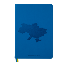 Блокнот деловой UKRAINE А5, 96л., клетка, иск. кожа, синий