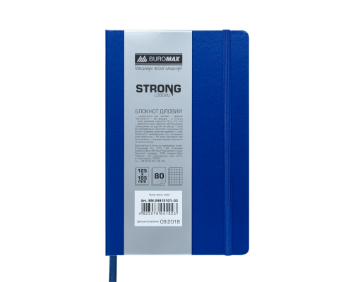 Блокнот діловий STRONG, L2U, 125x195 мм, 80 арк., клітинка, т.-синій, шт.шкіра