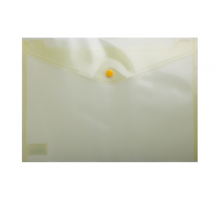 Папка-конверт, на кнопке, А4, глянцевый полупроз.пластик, желтая