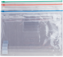 Папка - конверт, на блискавці zip-lock, А4, глянцевий прозорий пластик, кольорова, асорті