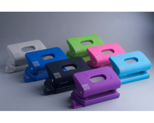 Діркопробивач пластиковий, RUBBER TOUCH, до 10 арк., 120х58х59 мм, фіолетовий