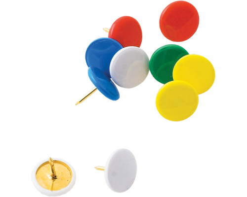 Кнопки кольорові, пластикові голівки, 100 шт. в пласт.коробці