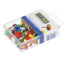 Кнопки кольорові, пластикові голівки, 100 шт. в пласт.коробці