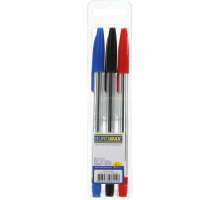 Набір з 3-х кул. ручок CLASSIC  (тип "корвіна"), 0,7 мм, пласт. корпус, 3 кольори чорнил