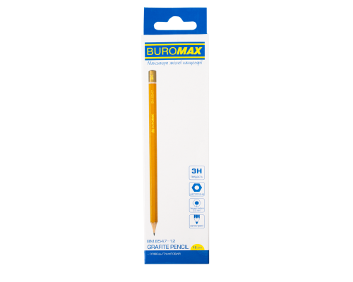 Олівець графітовий PROFESSIONAL 3H, жовтий, без гумки, коробка 12шт.