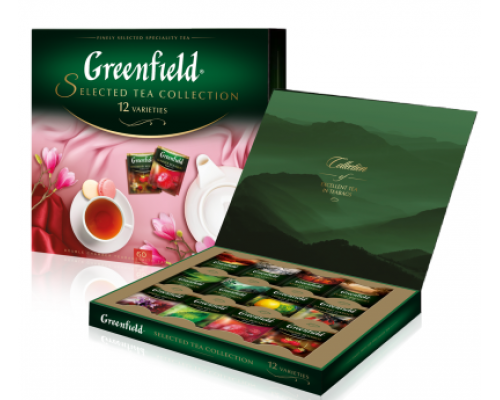 Набір чаю Асорті 60 пак (12 видів по 5 пак ) Selected tea collection, GREENFIELD