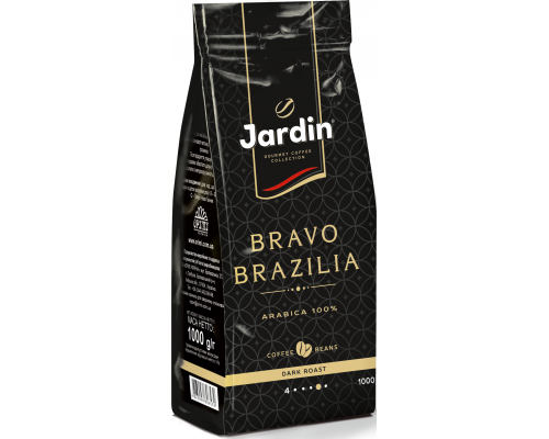 Кава в зернах темного обсмаження 1 кг, "Bravo Brazilia", JARDIN